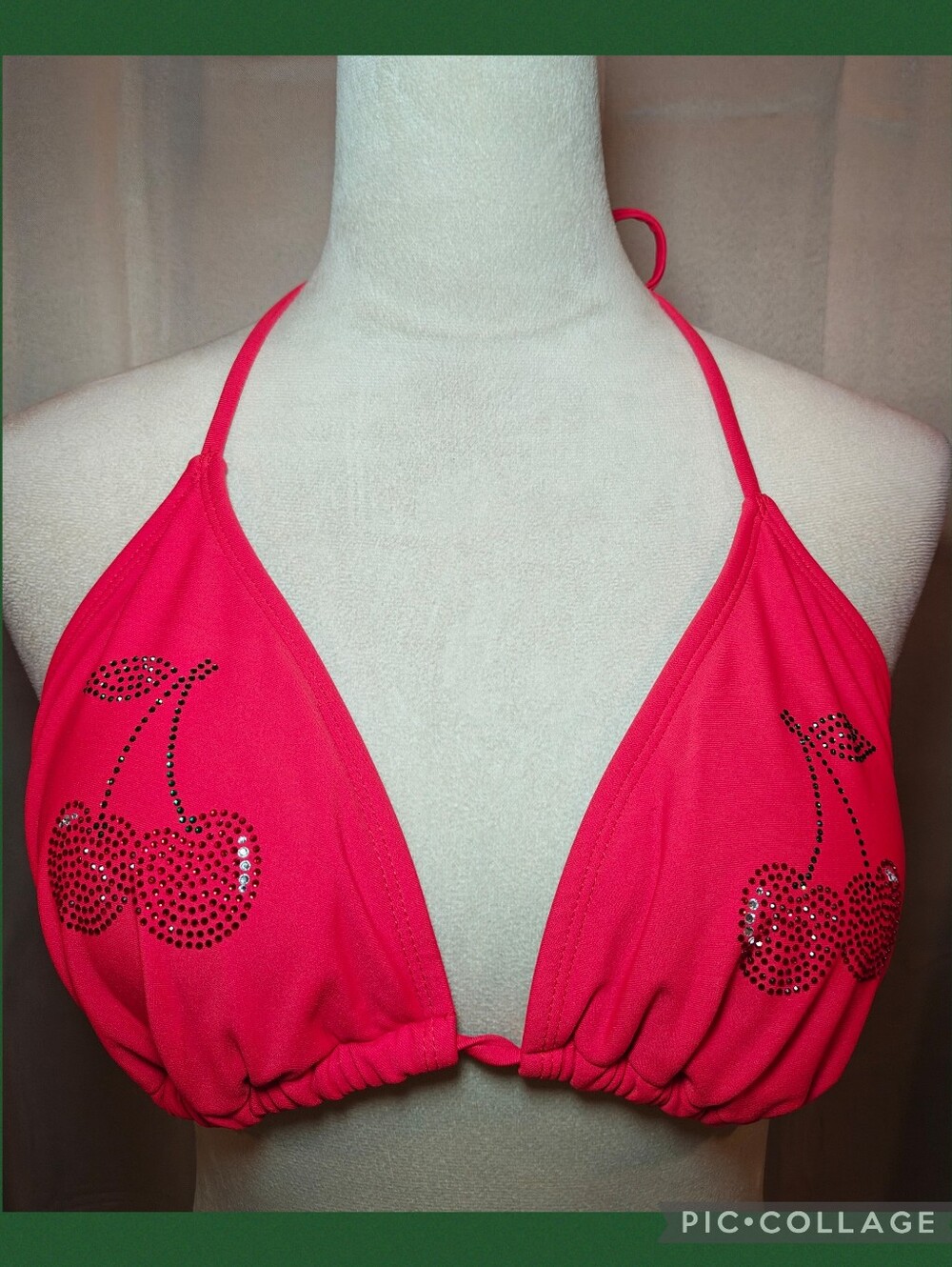 Red Rhinestone Cherry Bikini Top.